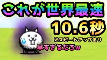 狂乱のネコ  これが世界最速！  10.6秒  にゃんこ大戦争　暗黒憑依