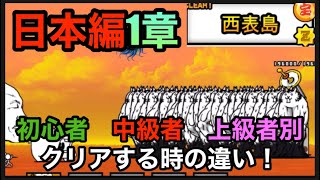 にゃんこ大戦争　初心者　中級者　上級者別日本編1章クリアの仕方の違い！