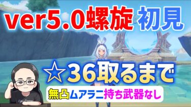 ver5.0螺旋：初見　☆36取るまで　無凸ムアラニ持ち武器なし使用　原神　genshin