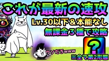 大狂乱のネコ  これが最新の超簡単な攻略法！ 全キャラLv.30以下＆無課金３種で速攻！にゃんこ大戦争　デスモヒカン