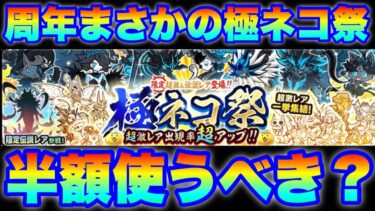 極ネコ祭ガチャに半額セール使うべきなの？（※キャラ解説＆限定ランキングは説明欄にリンクあります）　　　#にゃんこ大戦争