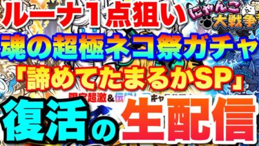 【生配信にゃんこ大戦争】最後まで諦めない！ルーナ1点狙いの超極ネコ祭ガチャ魂の20連