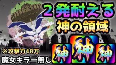 【魔女キラーなし】最強ワルプルギスの攻撃(48万)を２耐えする神の領域のキャラはこの３体です  にゃんこ大戦争