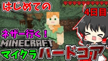 マイクラ　ハードコア配信生活！4日目　ネザーに突撃じゃい！！